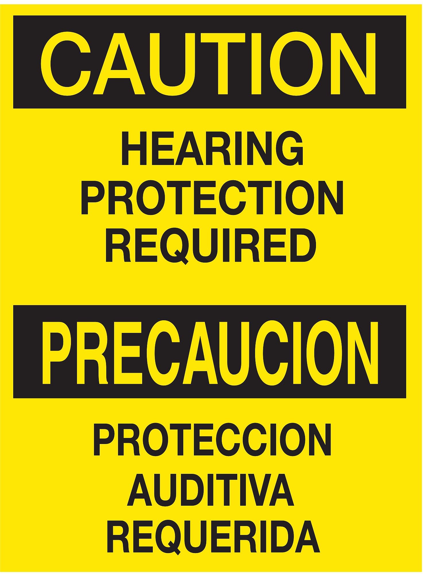 Panneau protection auditive requise Brady bilingue jaune et noir en plastique rigide - 2