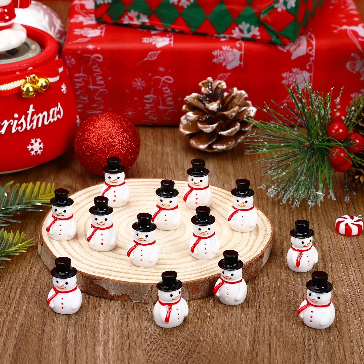 16個 ミニ 雪だるま クリスマス 樹脂 雪だるま ミニチュア 雪だるま