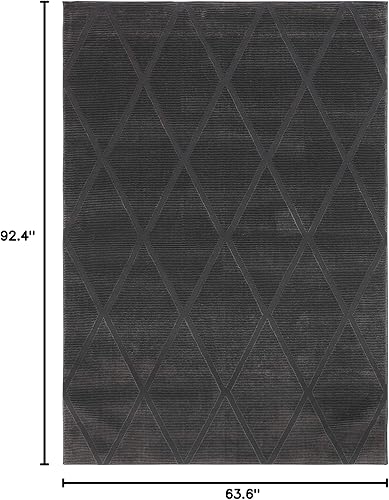 Miniatura 4 de Safavieh Revive Collection REV104H - Alfombra de área de enrejado que no desprende pelusa 5 pies 3 pulgadas x 7 pies 7 pulgadas color carbón