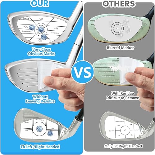 Miniatura 3 de Seticek Juego de 300 cintas de impacto de golf mejoradas, calcomanías de impacto para palos de golf para hierros híbridos de madera, ayuda de