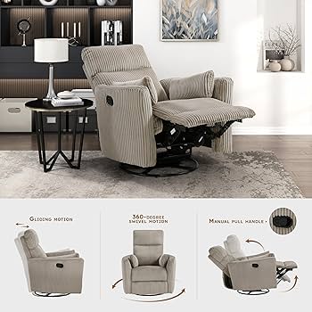 Amazon.com: Lexicon Modern Swivel Glider Recliner Chair