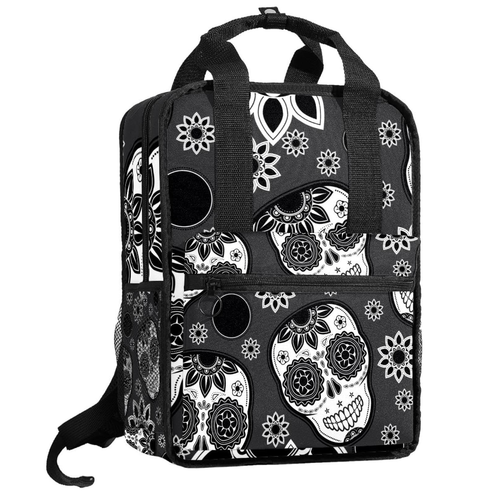 Cartable garçon motif tête de mort en sucre multicolore ajustable - 8