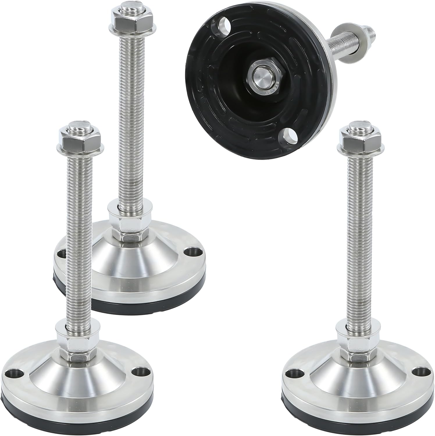Heavy Duty 3000 lb Capacity Stainless Steel Adjustable Leveling Feet for Shelving,Machinery Devices, Workbench,Furniture,M14 Thread, 3.11inches Dia Base, Anti-Slip Nylon Pad