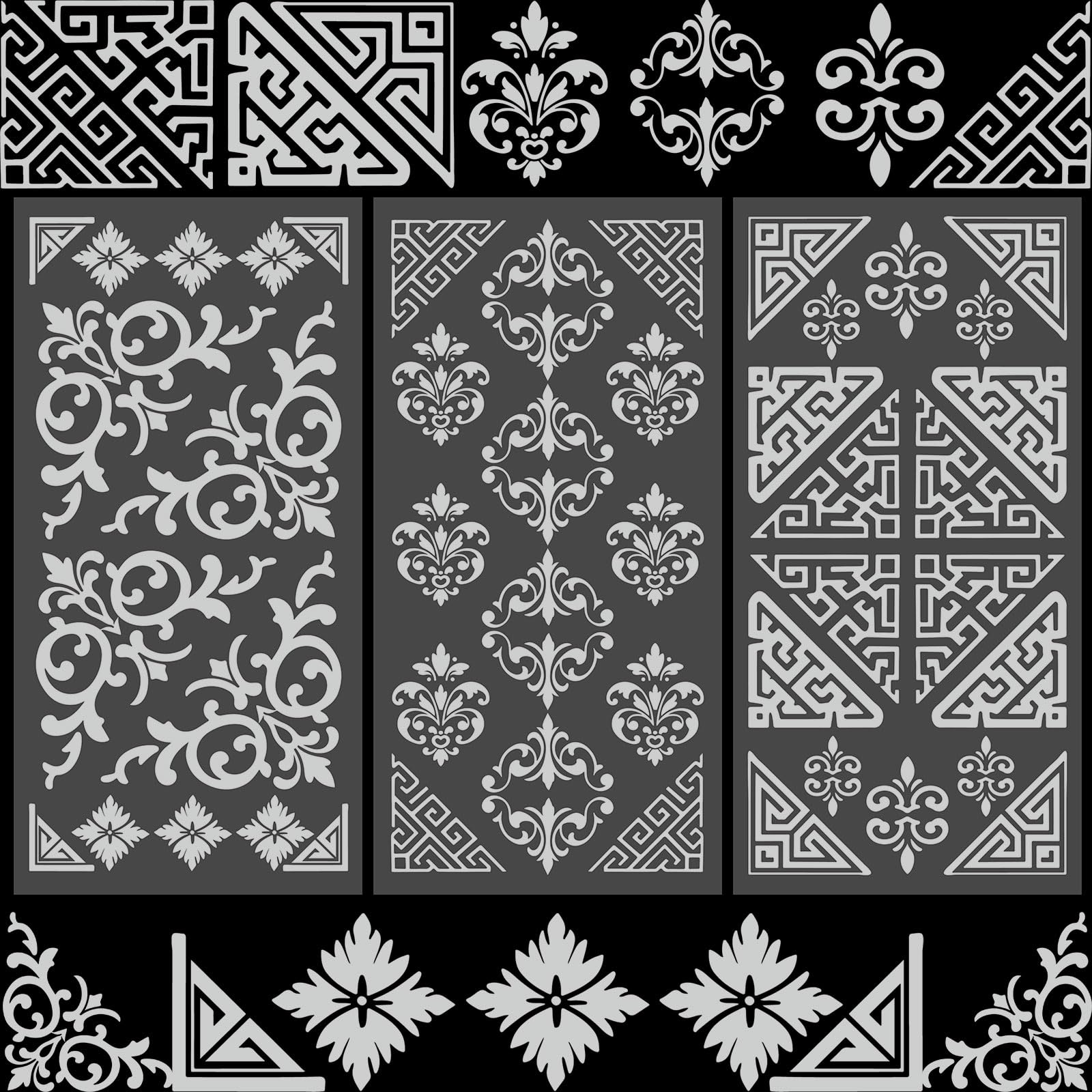 WANDIC 3 Sheets Rub on Transfer Stickers for Furniture,Transfer Sticker Decals Silver Border Design for DIY Decor Scrapbooks Wrapping Creative Crafts,15 * 30cm