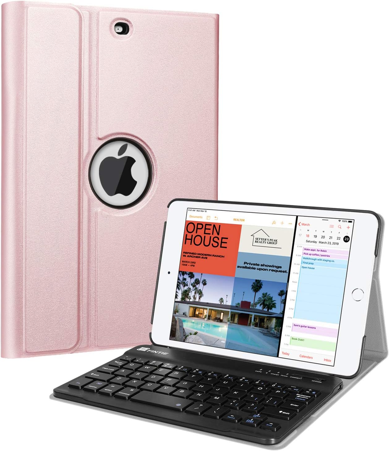Fintie Keyboard Case for iPad Mini 5th Generation 2019 - Slim Shell Stand Cover with Magnetically Detachable Wireless Bluetooth Keyboard for 2019 iPad Mini 5 7.9", Rose Gold