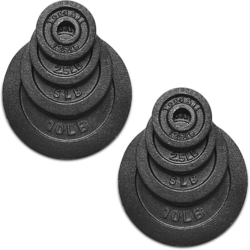 Yes4All Placa de peso de hierro fundido de 1.15 pulgadas, ideal para mango de mancuernas, entrenamiento de fuerza y levantamiento de pesas (juego)