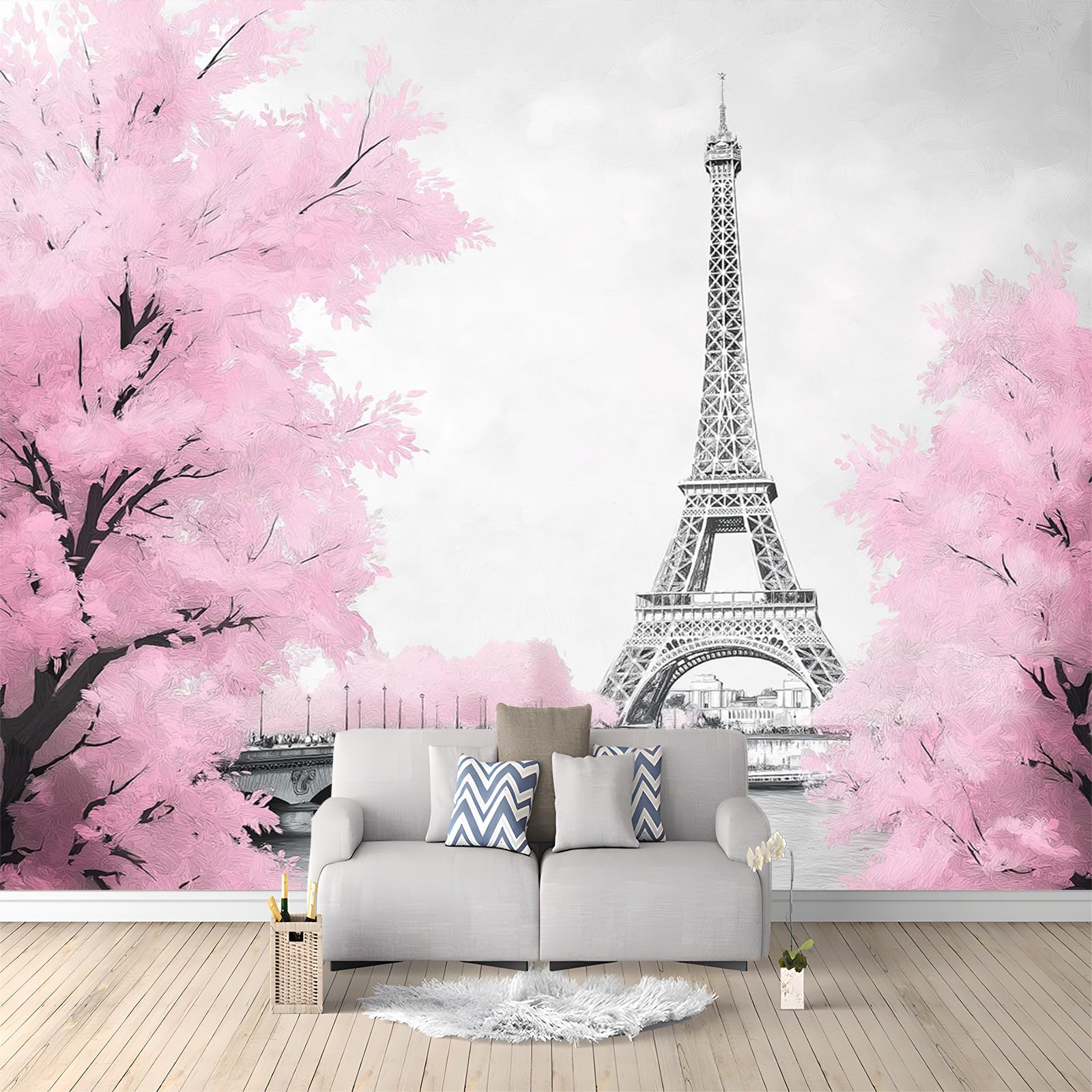Tapeta ścienna Akwarela Architektura Kwiaty 3D Tapety Fototapety Tapeta z włókniny 250 x 175 cm Salon Sofa Sypialnia Gabinet Dekoracja domu Tapeta Biała Róża
