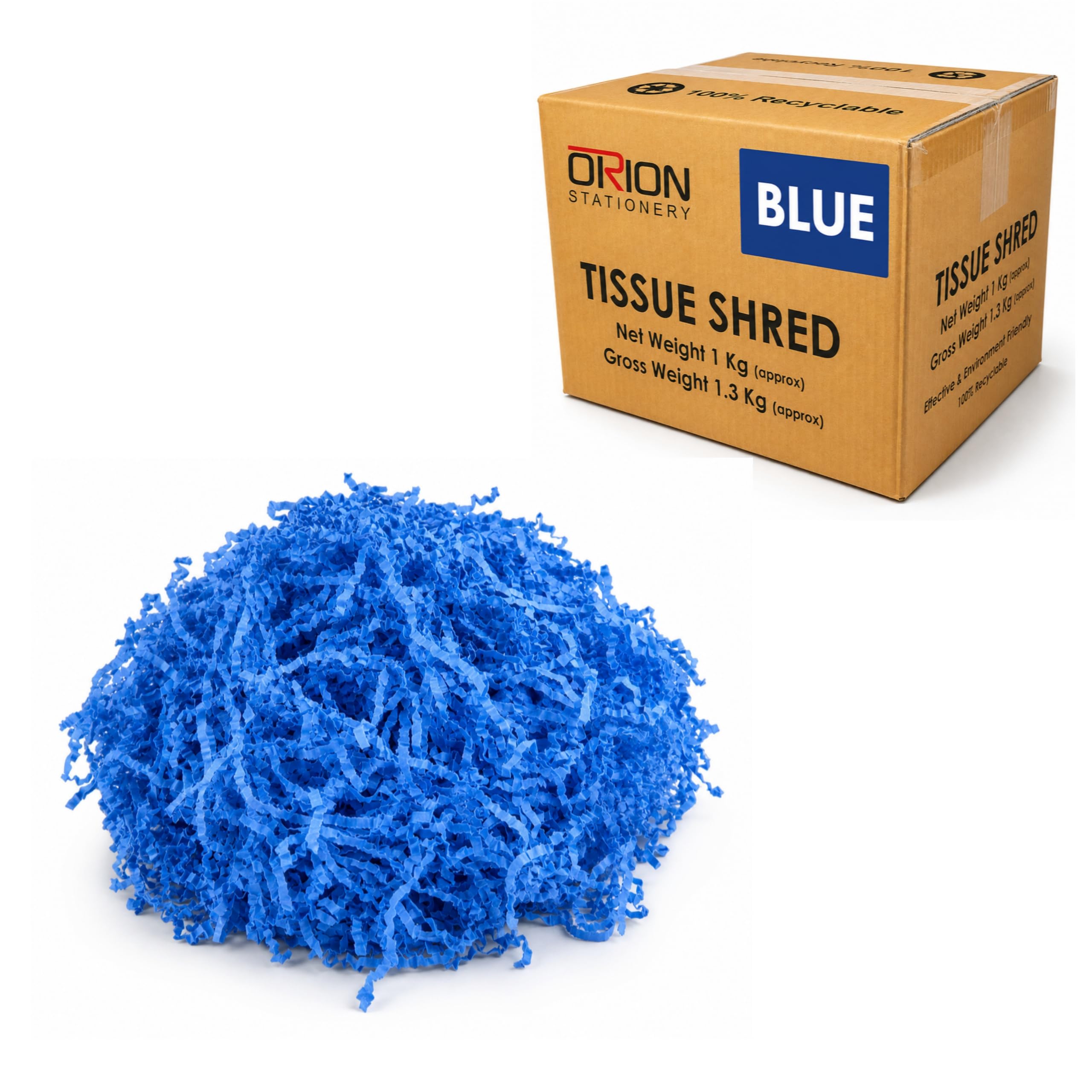 Orion 1kg Blue Shredded Tissue Paper for Gift Boxes and Hamper Filler