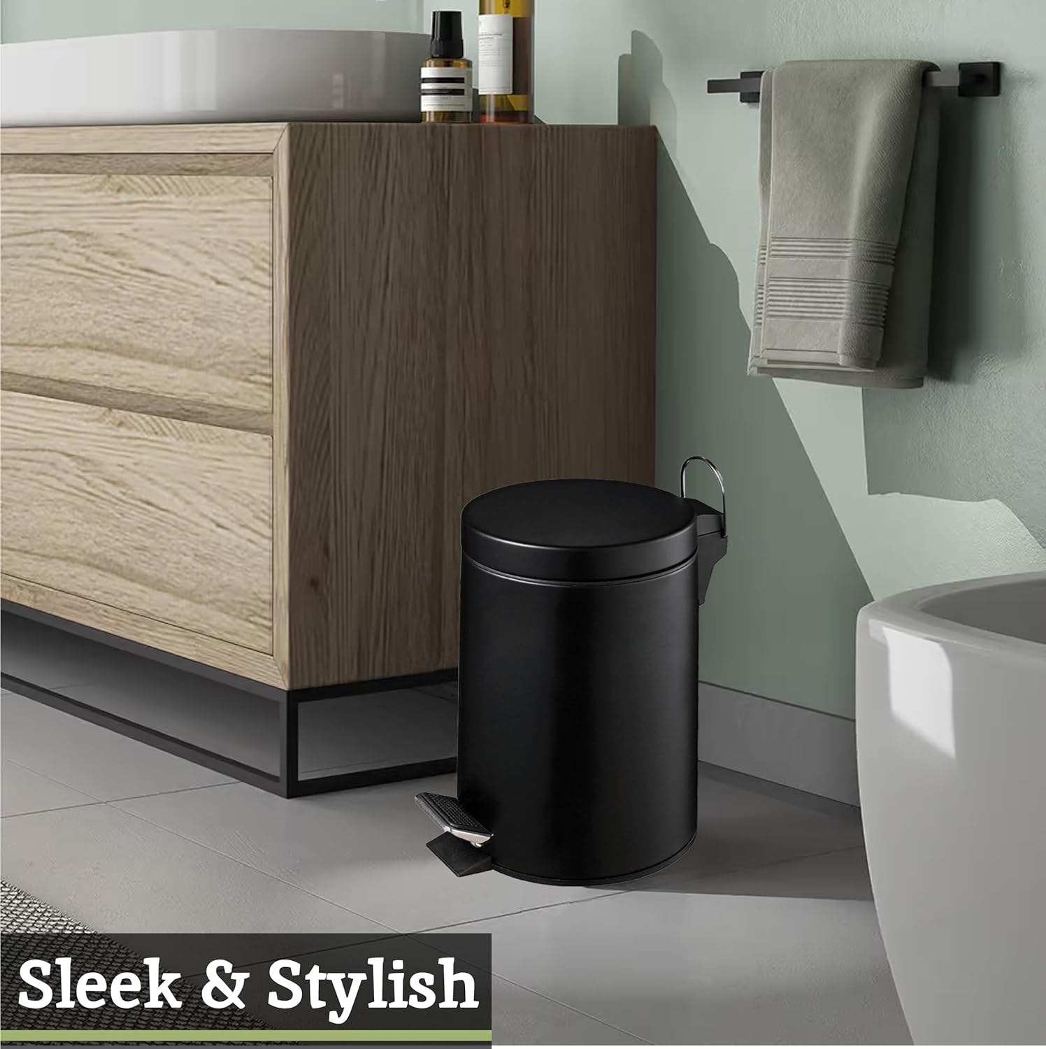 Premier Housewares 3 L Matt Pedal Bin, 26 x 17 x 23 cm - Black