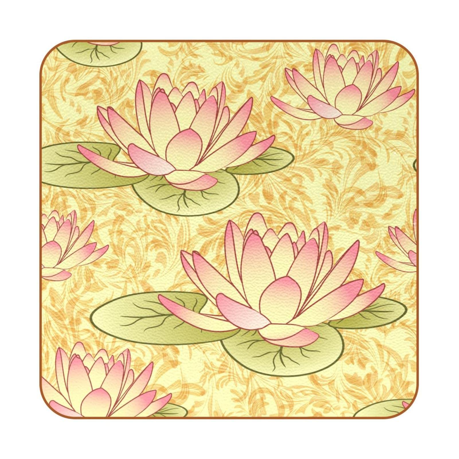 Dessous de verre fleur de lotus antidérapant lot de 6 protège table lavable