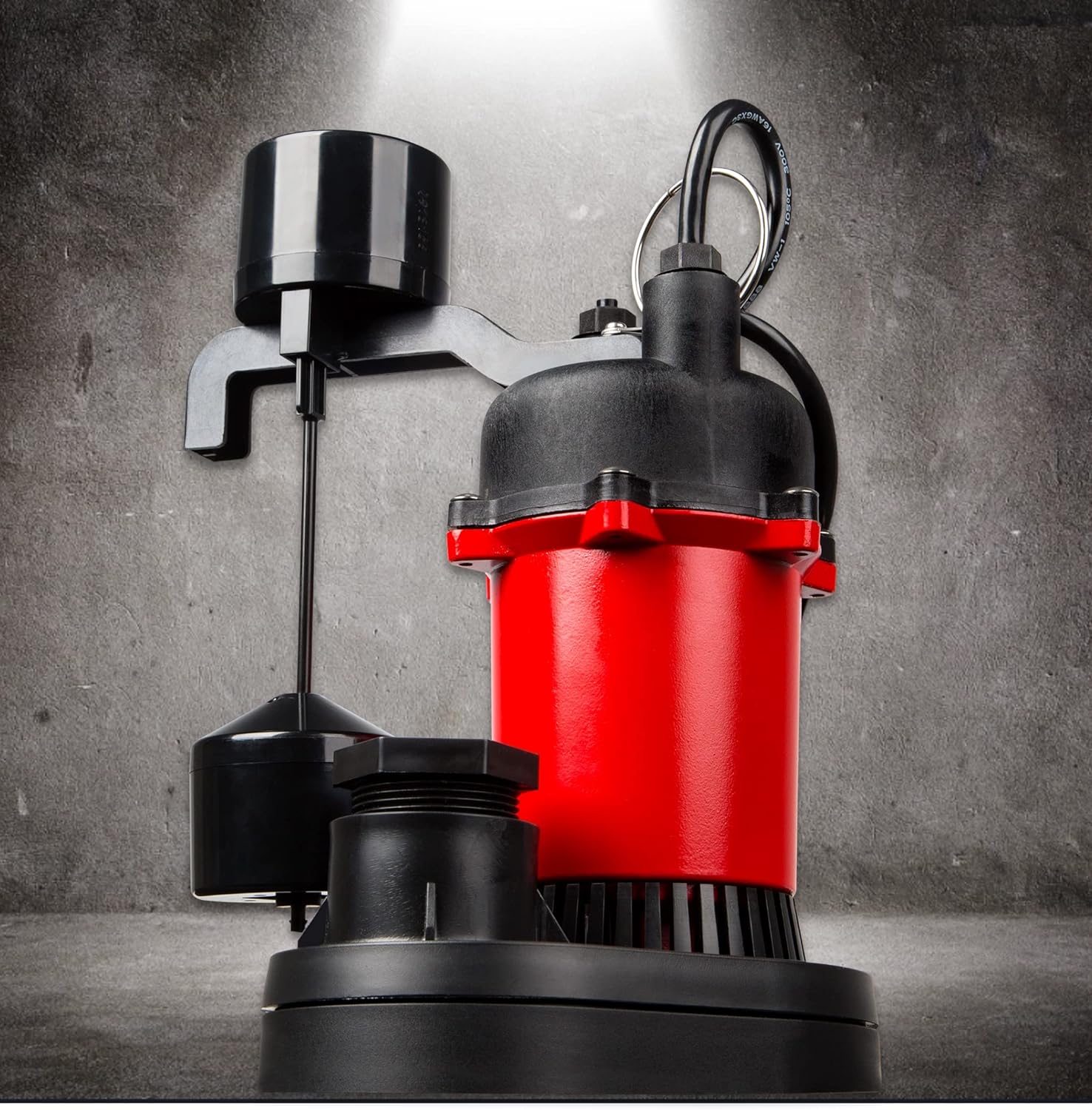 Bundle of Red Lion RL-SP50V 115V, 1/2HP, 3600 GPH Aluminum/Thermoplastic Sump Pump with Vert Switch, 8-Ft. Cord, Red, 14942743 + Red Lion SCV114 1-1/4 and 1-1/2-Inch ABS Vertical Check Valve, 14942901