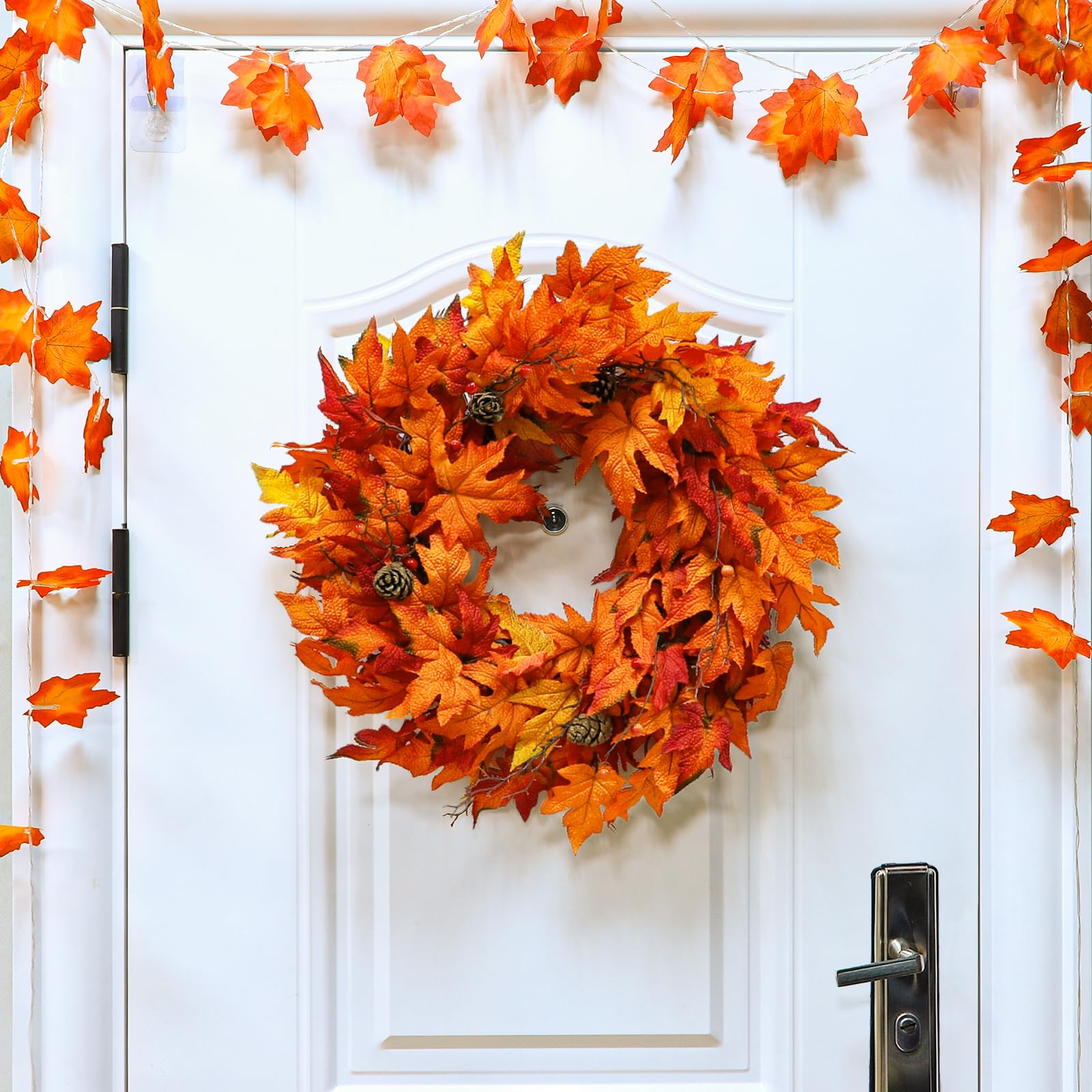 Herbstkranz 61cm Mit Kürbissen - Türdekoration Herbst | Tannenzapfen, Beeren, Braun