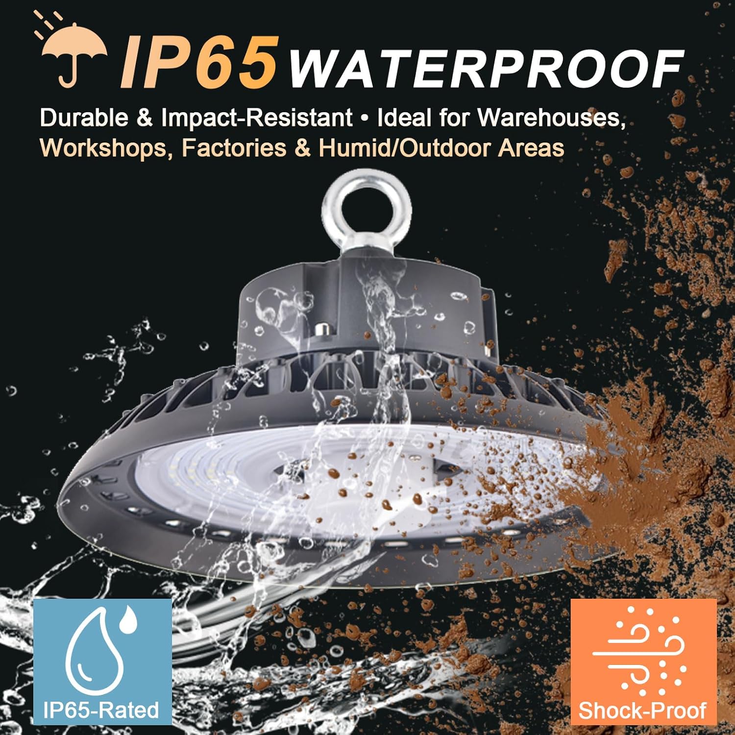 100W UFO LED High Bay Light, 13000LM 5000K Daylight Highbay Lights, Workshop Garage Warehouse Lighting Fixture, IP65 Waterproof Round Shop Light, 100-277VAC, UL Listed, 5.8GHz Microwave Sensor