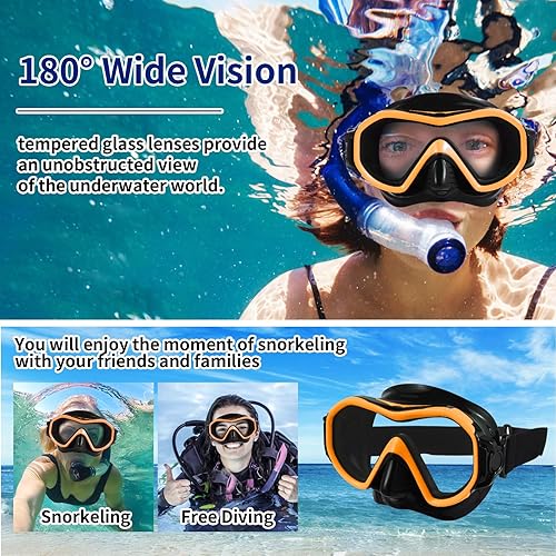 Miniatura 2 de Máscara de buceo para adultos con gorro de natación, gafas de natación de vidrio templado antivaho con cubierta para la nariz, máscara de buceo
