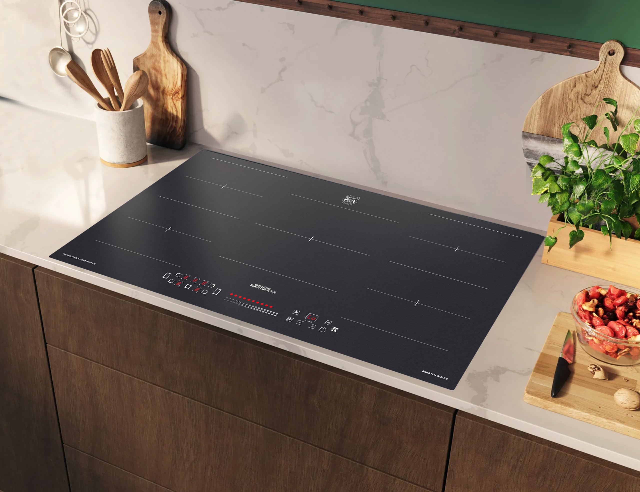 Kaiser Płyta indukcyjna 90 cm KCT 9110 FI samowystarczalna – płyta indukcyjna 5 stref, indukcja Flex FREE ZONE, Power Booster, szkło zapobiegające zarysowaniom, Slider Touch Control, 8,7 kW