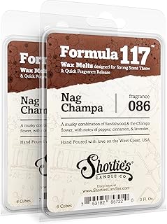 Nag Champa Wax Melts Multi Pack - 2 Highly Scented 3 Oz. Bars (6 Oz. Total) - Made with Natural Oils - Incense & Earth Air Freshener Cubes Collection