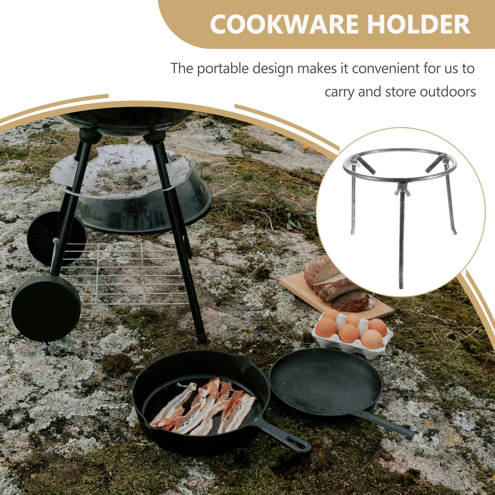 Veemoon Trípode para Parrilla de Barbacoa de Acero al Carbono Estructura Desmontable y Gran Estabilidad, Adecuado para Cocina al Aire Libre en Camping y Bbq