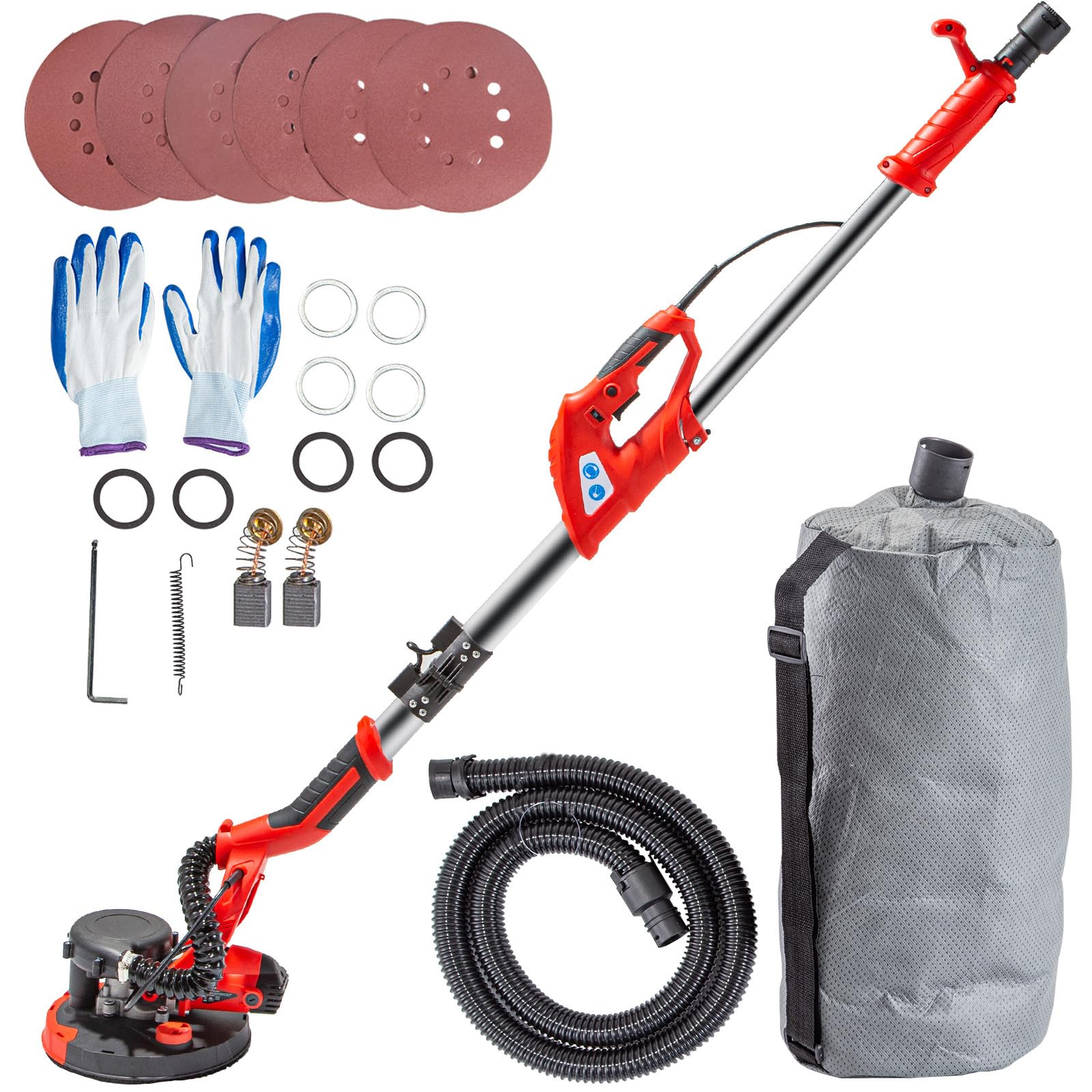 VEVOR Drywall Sander 750W, Electric Sander Variable Speed 800-1750RPM, Drywall Sander Foldable Sheetrock Sander, with Telescope Handle, Vacuum Bag