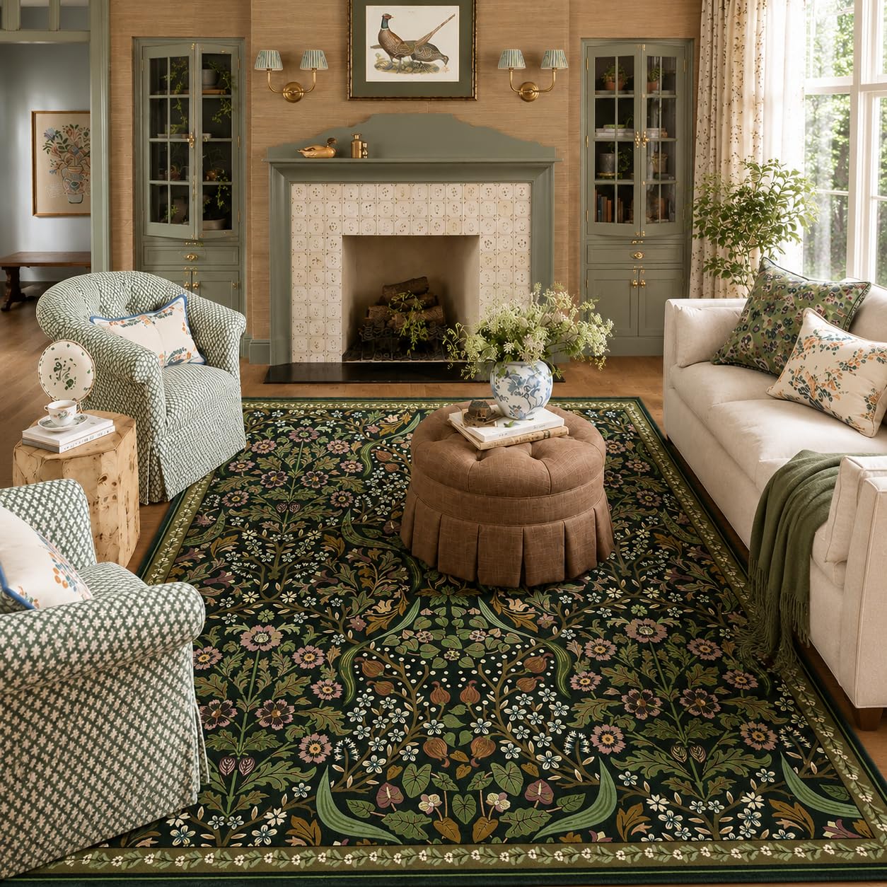 Moynesa Floral 5x7 Washable Rug