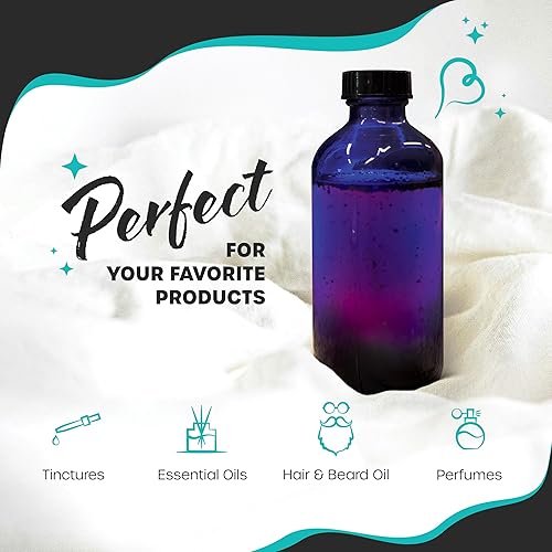 Miniatura 5 de Nevlers Paquete de 18 botellas de vidrio de 8 onzas con tapas, botella de vidrio azul cobalto a prueba de fugas, botellas de vidrio pequeñas para