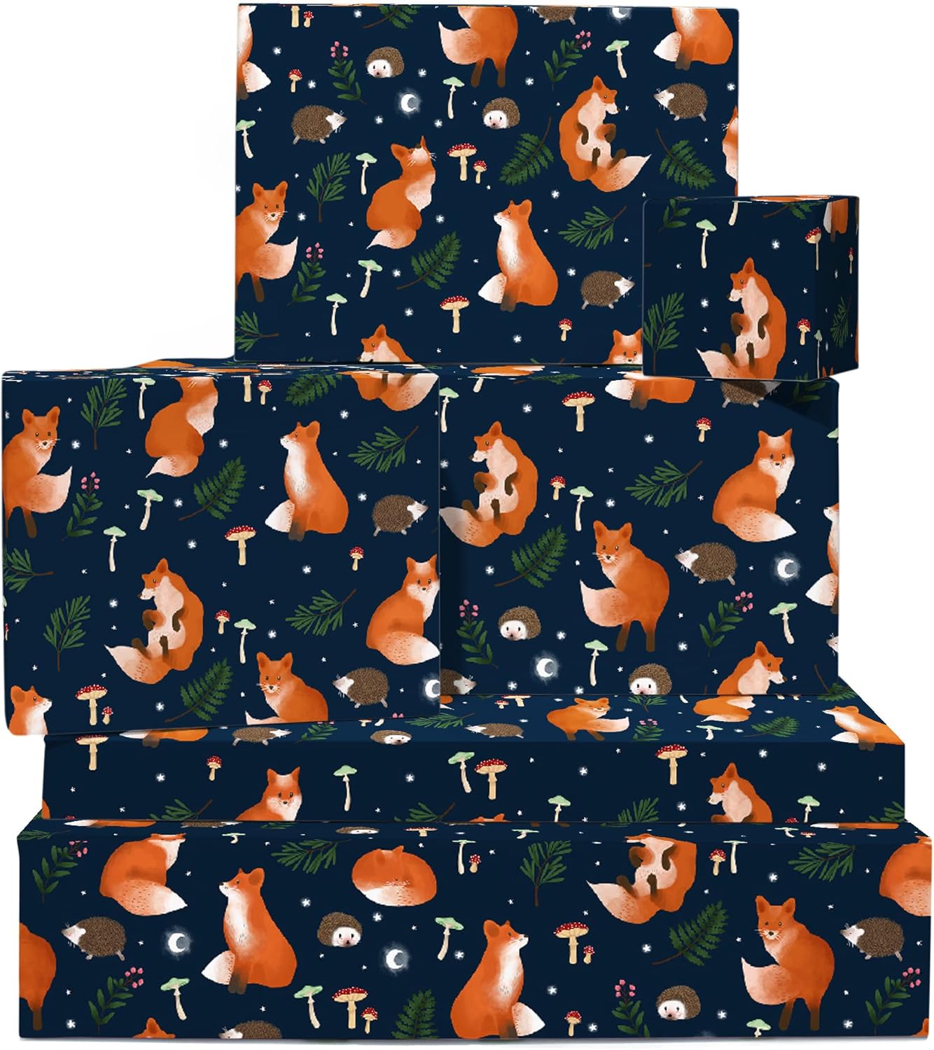 Navy Blue Wrapping Paper (6x) Wrapping Paper Sheets Foxes For