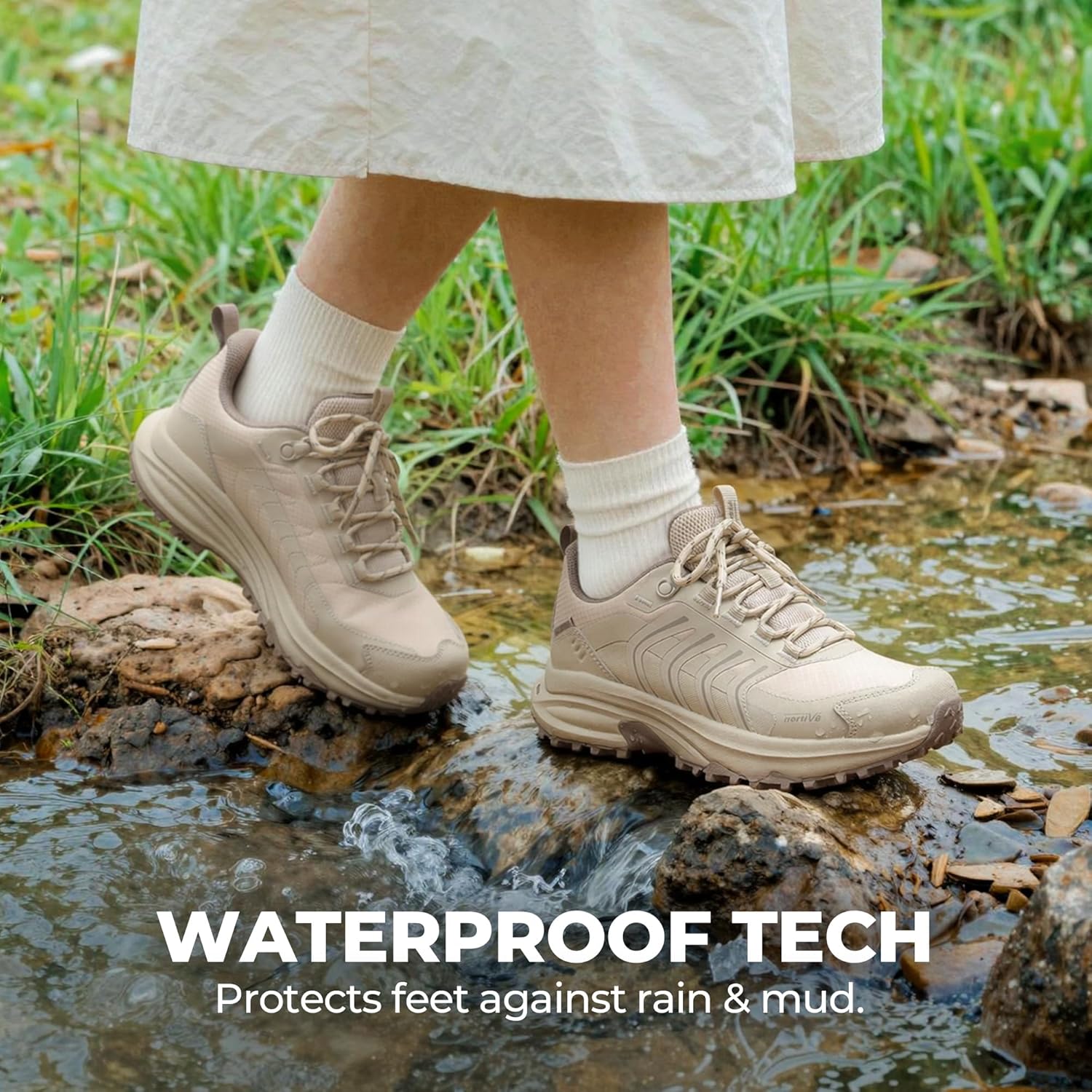 NORTIV 8 Women's Waterproof Hiking Shoes Lightweight for Walking All Day Comfort Non-Slip Outdoor Trekking Camping Climbing Fashion Sneakers Armadillo FieldLite - Image 2