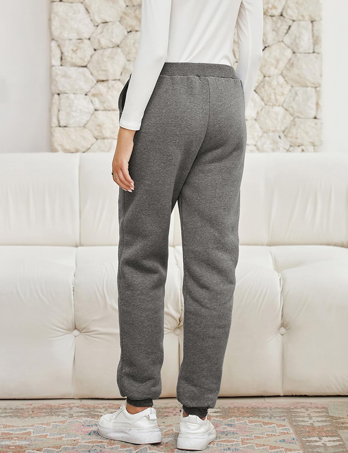 Yeokou Womens Sherpa Lined Sweatpants Winter Warm Fleece Joggers Casual Lounge Pants - Image 5