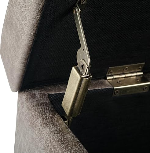 Miniatura 43 de Otomana rectangular de almacenamiento de cuero sintético Simpli Home Avalon., Madera, Gris pizarra Pizarra gris,Crema Satinado,Tanners Marrón,Negro