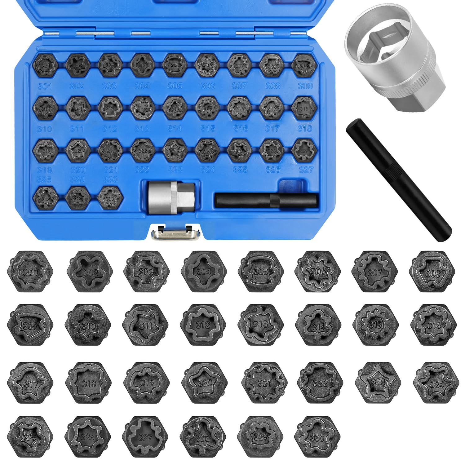 32PCS Wheel Locking Nut Key Kit - Compatible with Mercedes Benz, Anti-Theft Lug Nut Removal Tool