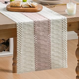 Artoid Mode Pink Farmhouse Rustic Table Runner, Seasonal Holiday Hollow ...