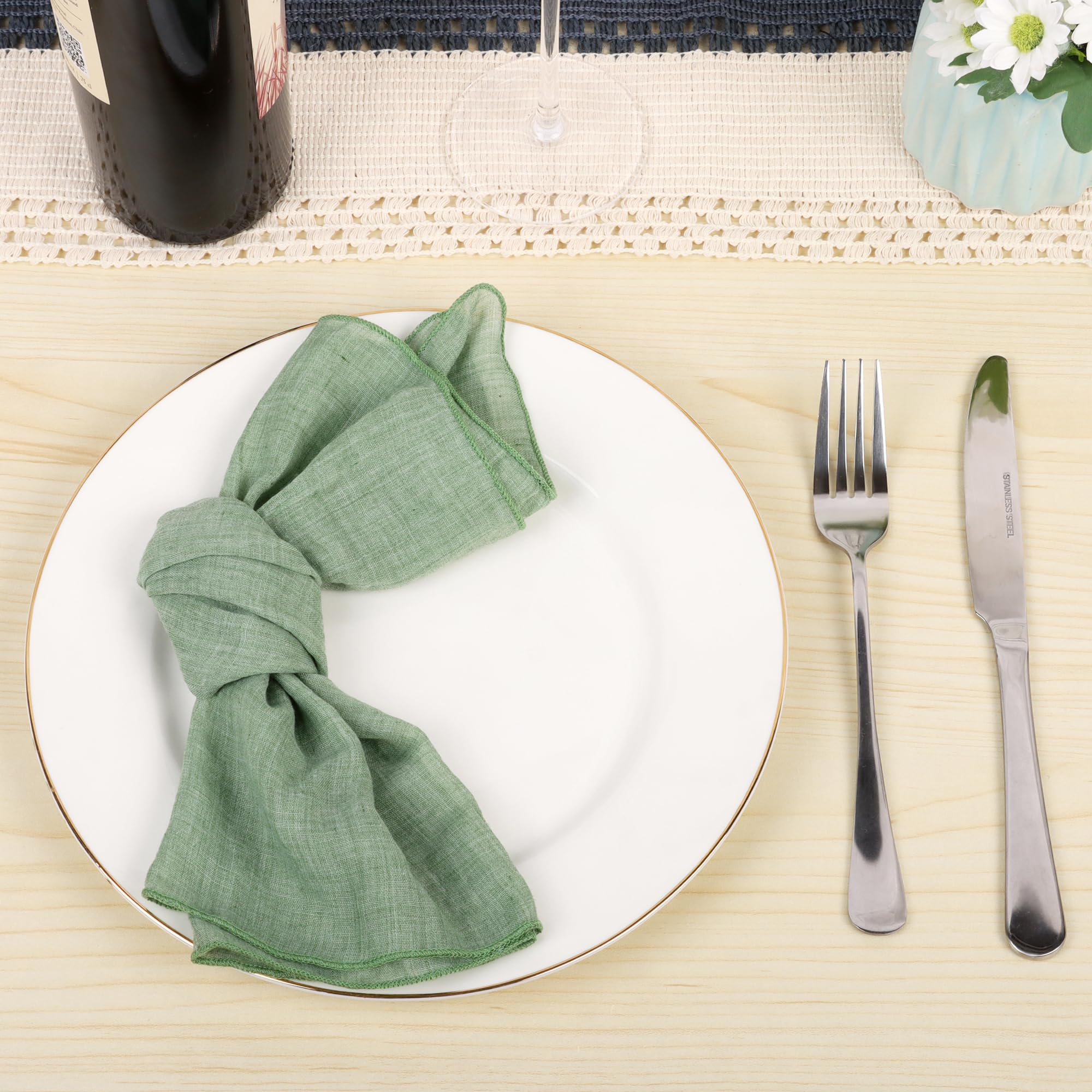 Guittly Cloth Napkin Set of 12, Cotton Pink Napkins Cloth, Dining Dinner Table Napkins for Wedding Dinner, Party - Image 3