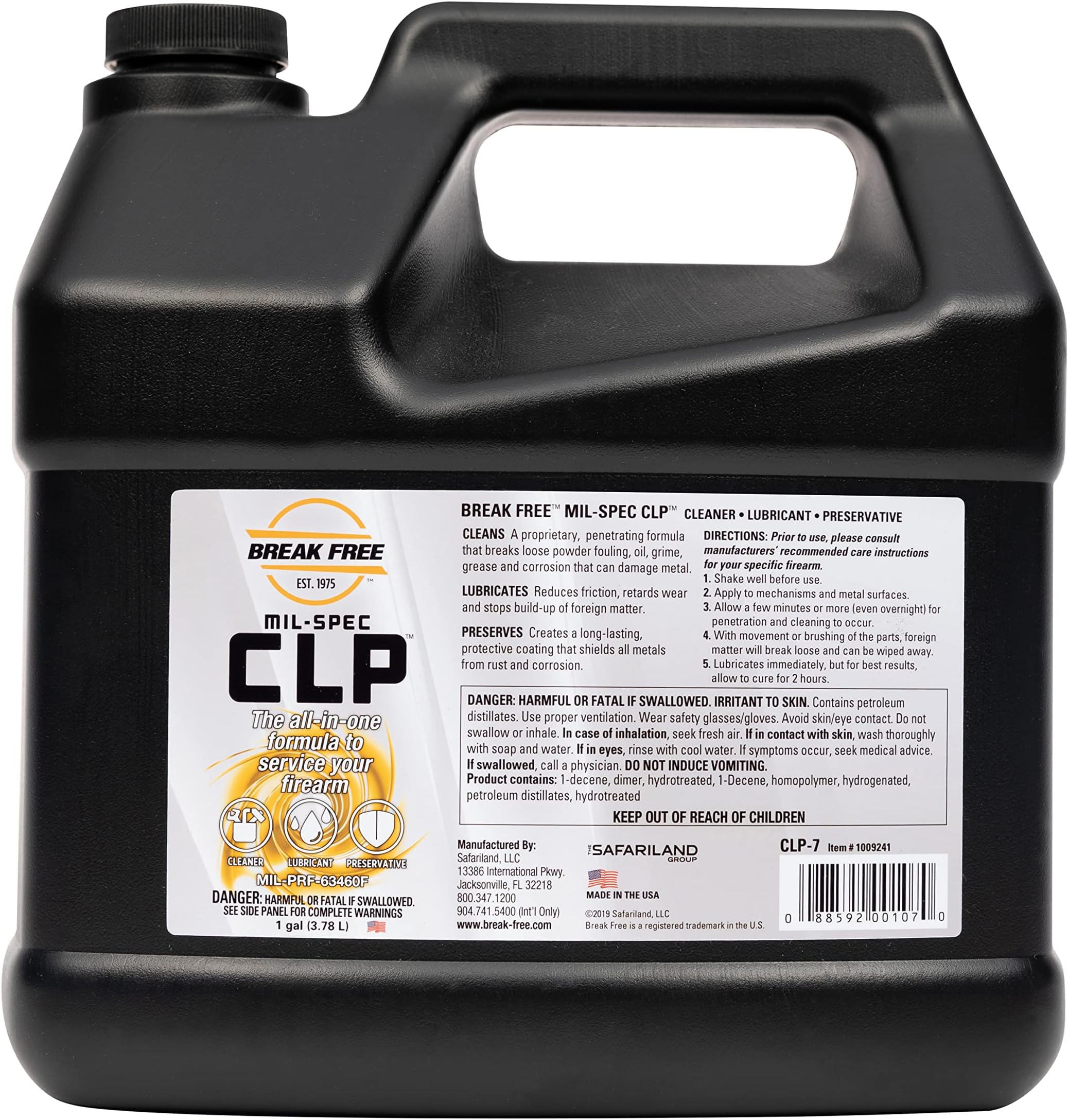 CLP Cleaner Lubricant and Preservative Gun Cleaner, CLP-7, Gallon Jug,Synthetic Oil, 3.78 L