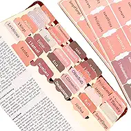 Bible Tabs for Reading & Study - Brown Bible Tabs for Kids/Teens Bible Study & Prayer, Large Print Easy to Read, 73 Bible Tabs Old and New Testament and 17 Blank Custom Tabs