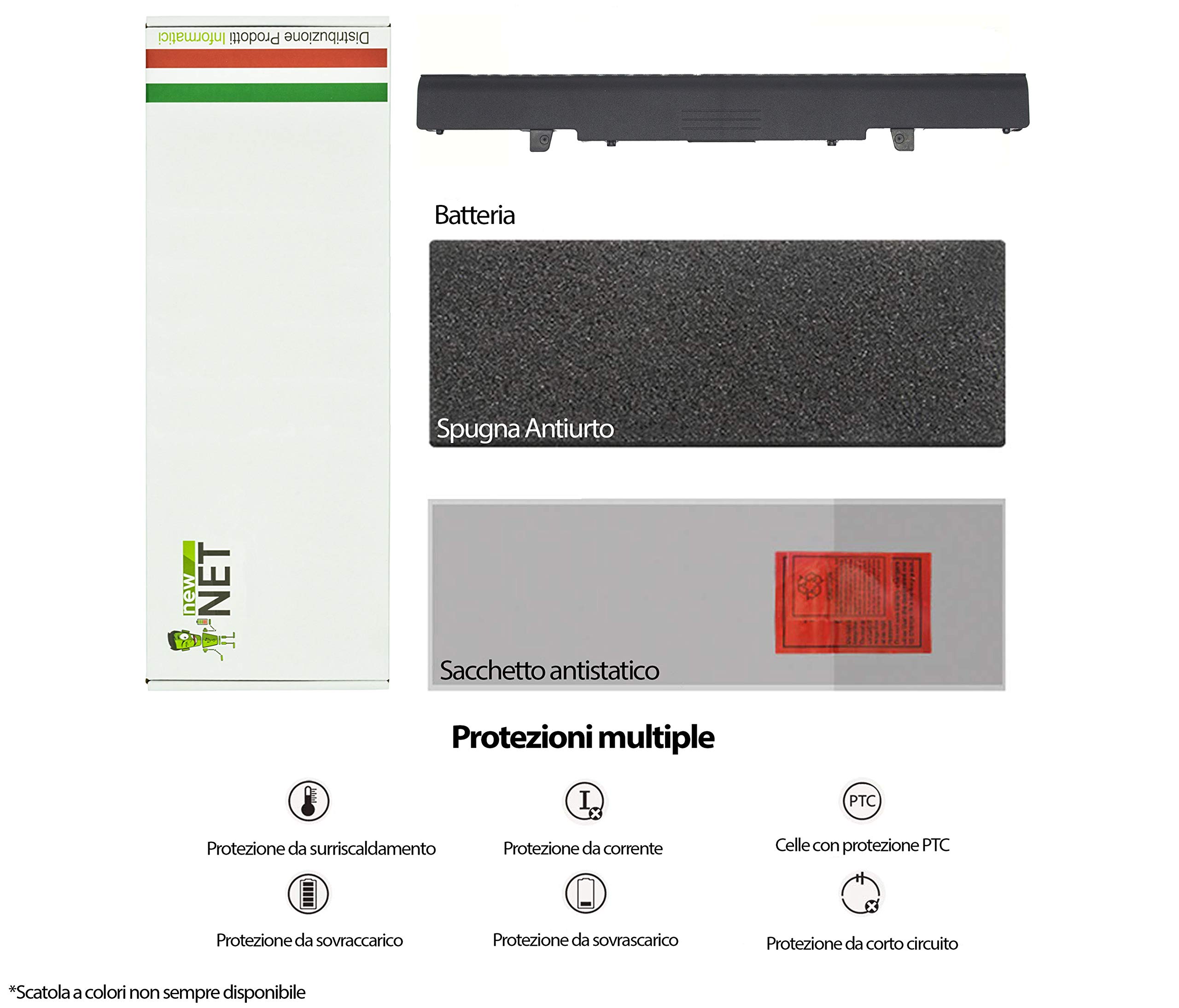 New Net Batteria PA5076U-1BRS Per Toshiba Satellite (L900, L950, U900, Etc.) - 2600mAh, 14.4V, 4 Celle Li-Ion