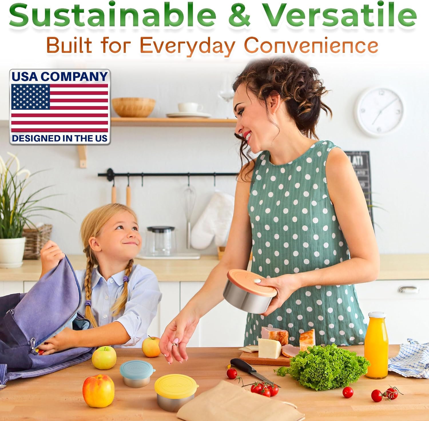 EcoEarth - Stainless Steel Food Storage Containers with Silicone Lids - Stackable Set of 5, Round Nesting Sizes - Meal Prep & Snack Lunch Box Supplies - Plastic Free, Airtight & Leakproof for Travel - Image 2