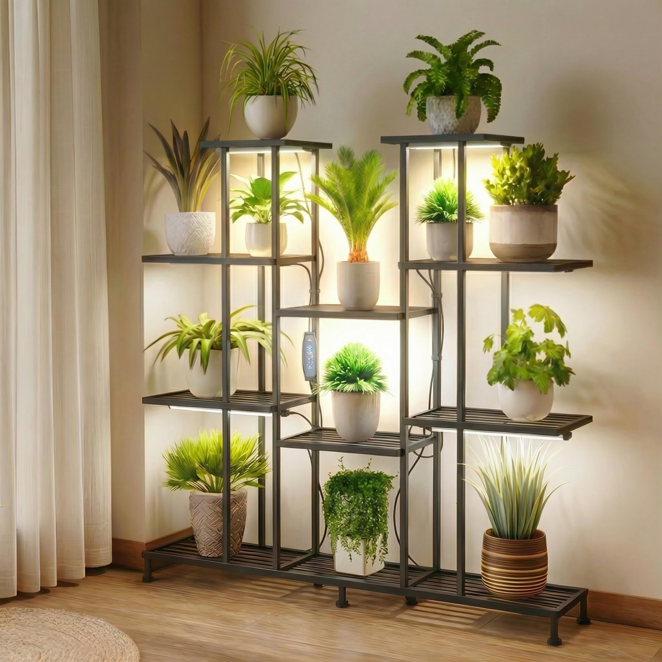 ecofynd Zura Plant Stands with Aira4 Grow Light, 11 Tier Flower