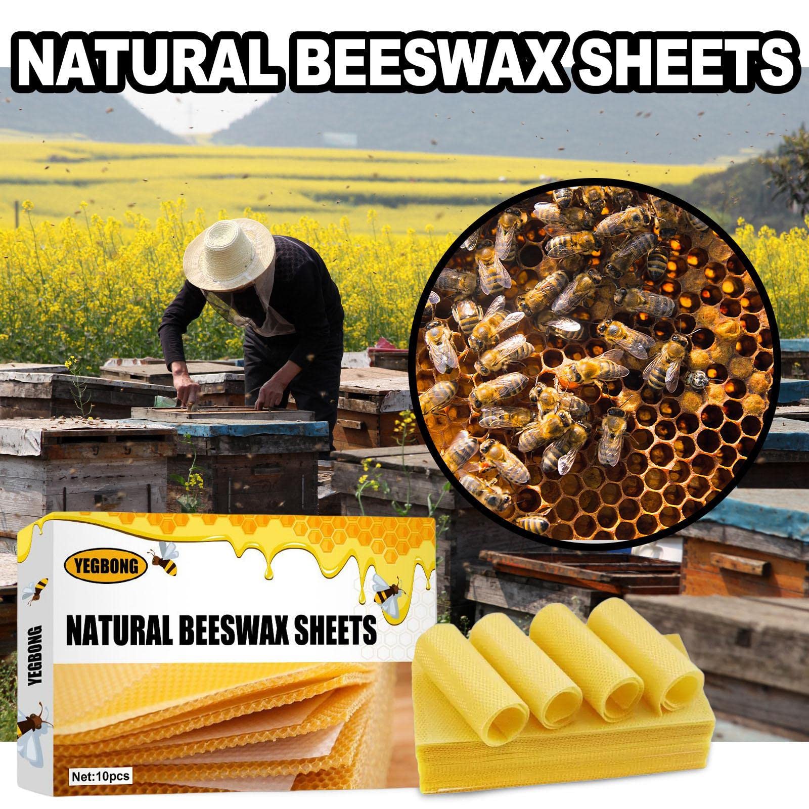 Woideklu Wax Sheets, Wax Honeycomb Sheets, Foundation Sheet, Bee Nest Foundation Sheet, 10Pcs, 13x9cm