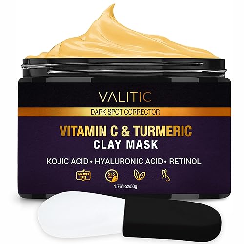 VALITIC Máscara de vitamina C y arcilla de cúrcuma, corrector de manchas oscuras con ácido kójico, ácido hialurónico y retinol, rutina de cuidado de disponible en Yaxa Venezuela