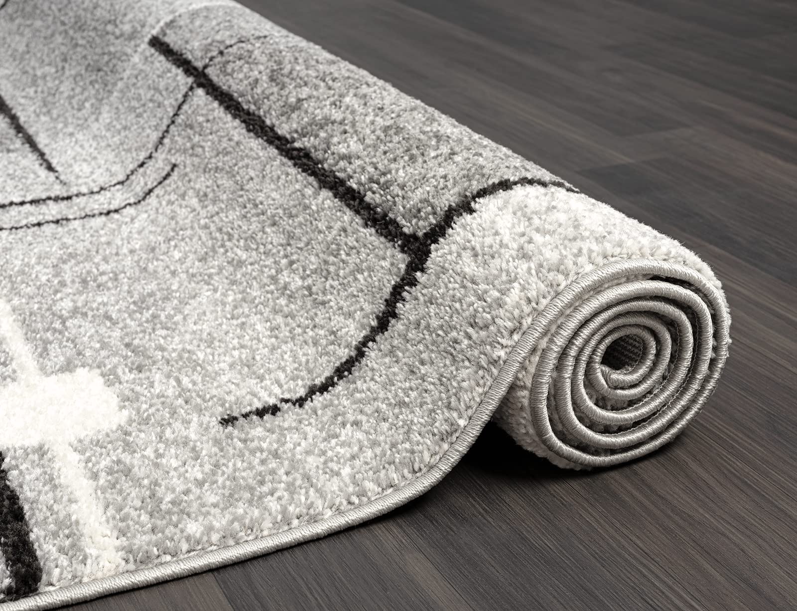the carpet Pearl - Alfombra Moderna de Pelo Corto denso para salón Dormitorio, Corte de Contorno, patrón geométrico, patrón Ondulado, Gris, 160 x 220 cm