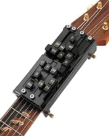 Pressionador de acordes de guitarra portátil, ajudante e treinador de acordes de guitarra para guitarra acústica, ferramentas de aprendizagem de guitarra para iniciantes e tocadores de artrite