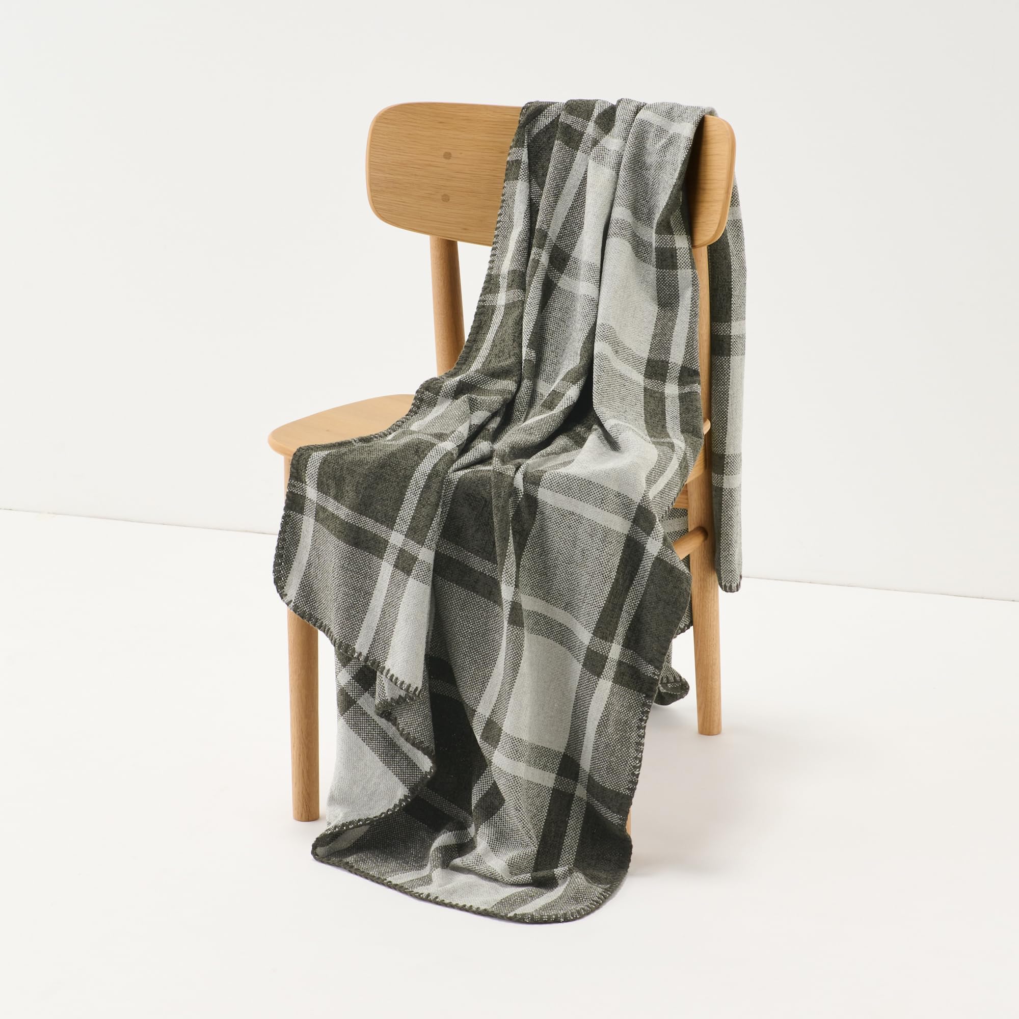 Amazon｜無印良品 シェニールスロー グレーチェック 100×180cm