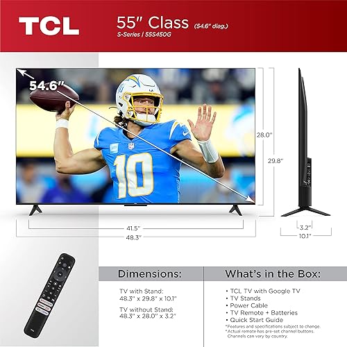 Vista 18 de TCL Smart TV Class S4 4K LED de 43 pulgadas con Google TV (modelo 43S450G, 2023), Dolby Vision, HDR Pro, Dolby Atmos, Google Assistant integrado