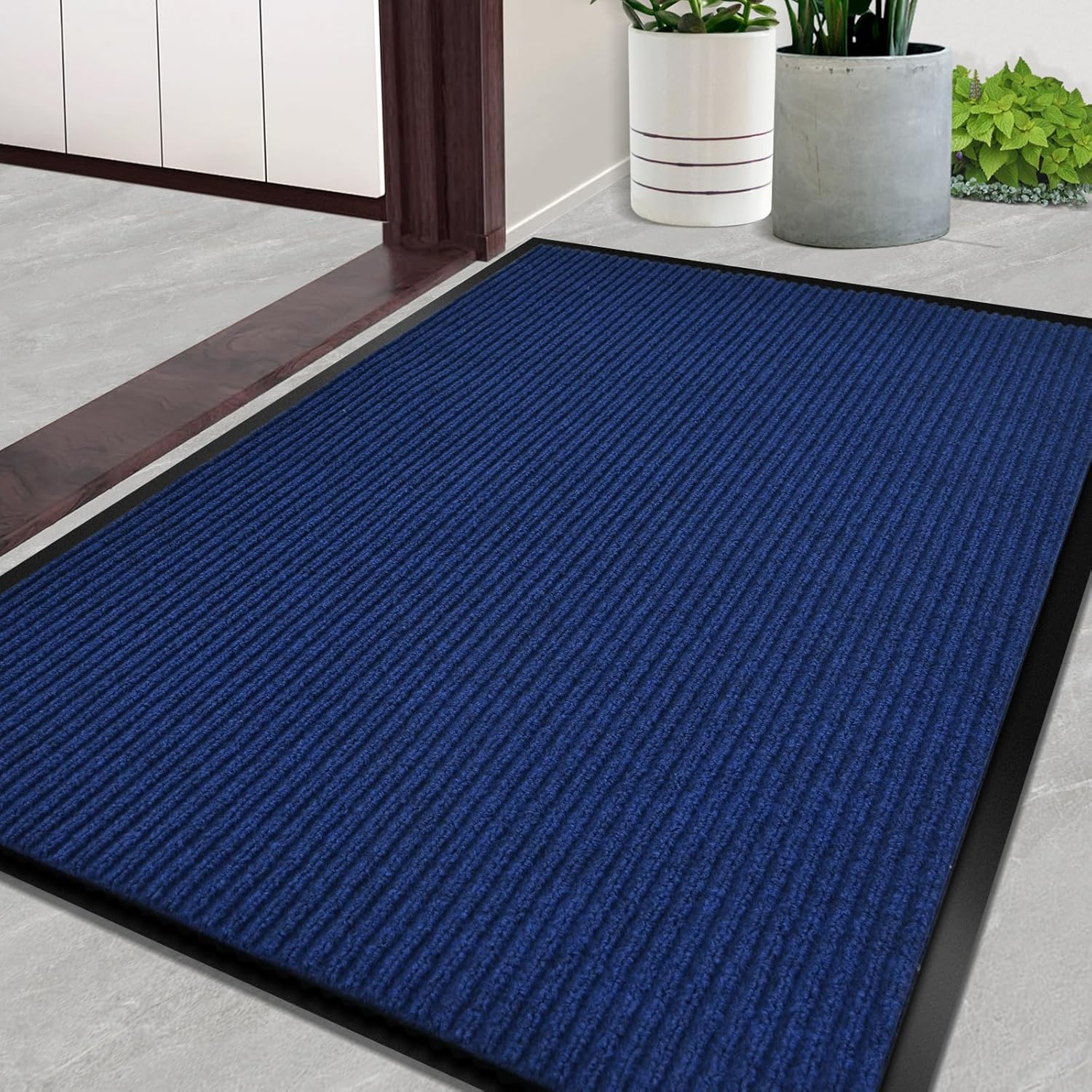 Door Mat Heavy Duty Outdoor Indoor Doormat Low Profile Front Door Mat Large Blue Entrance Welcome Mats Easy Clean Patio Entrance Mat Waterproof Anti-Skid Rubber Backing Blue 