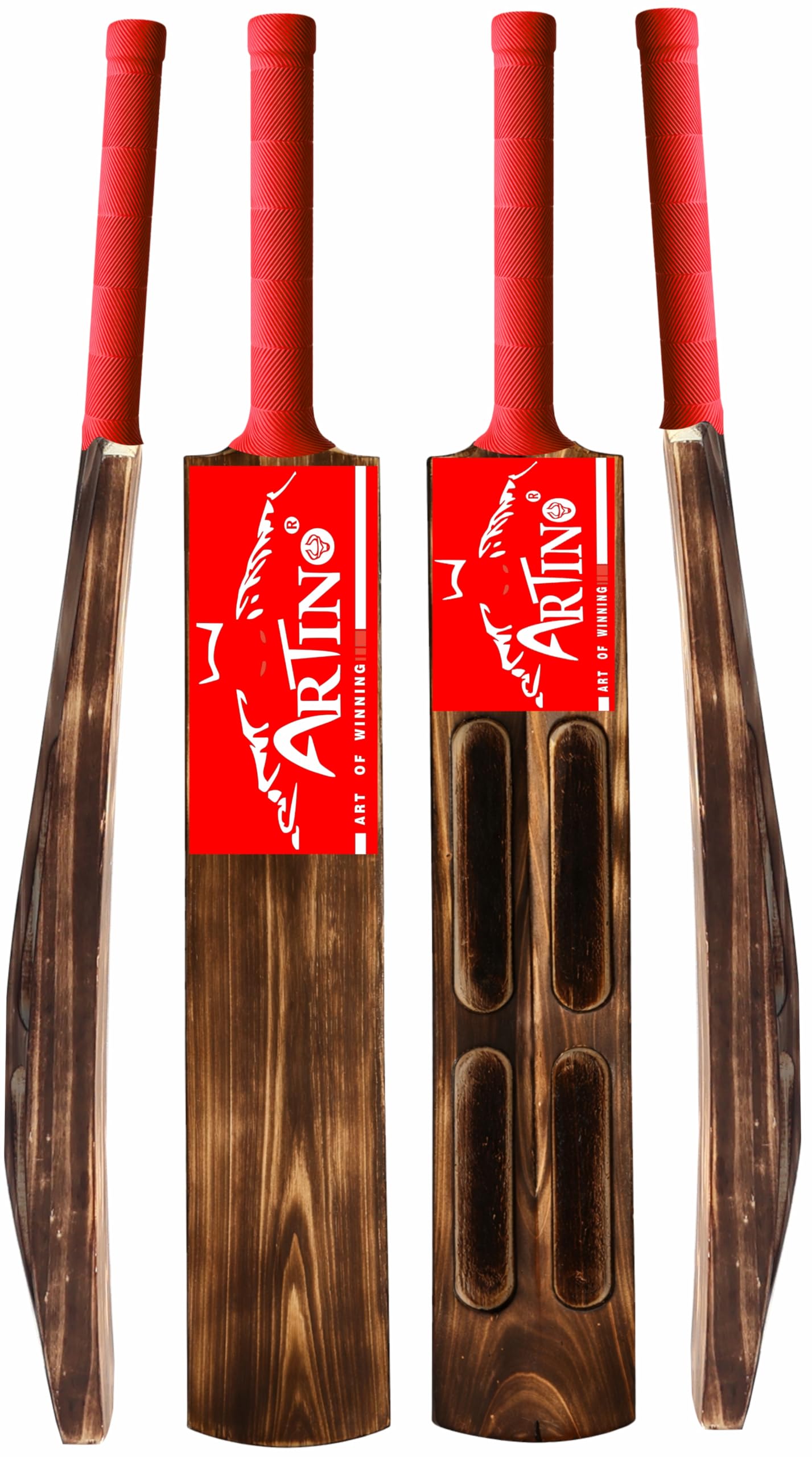 Artino Burn Wooden Cricket Bat for Tennis Ball – Full Size 900g Lightweight Bat with Strong Handle for Outdoor & Gully Cricket-image-4