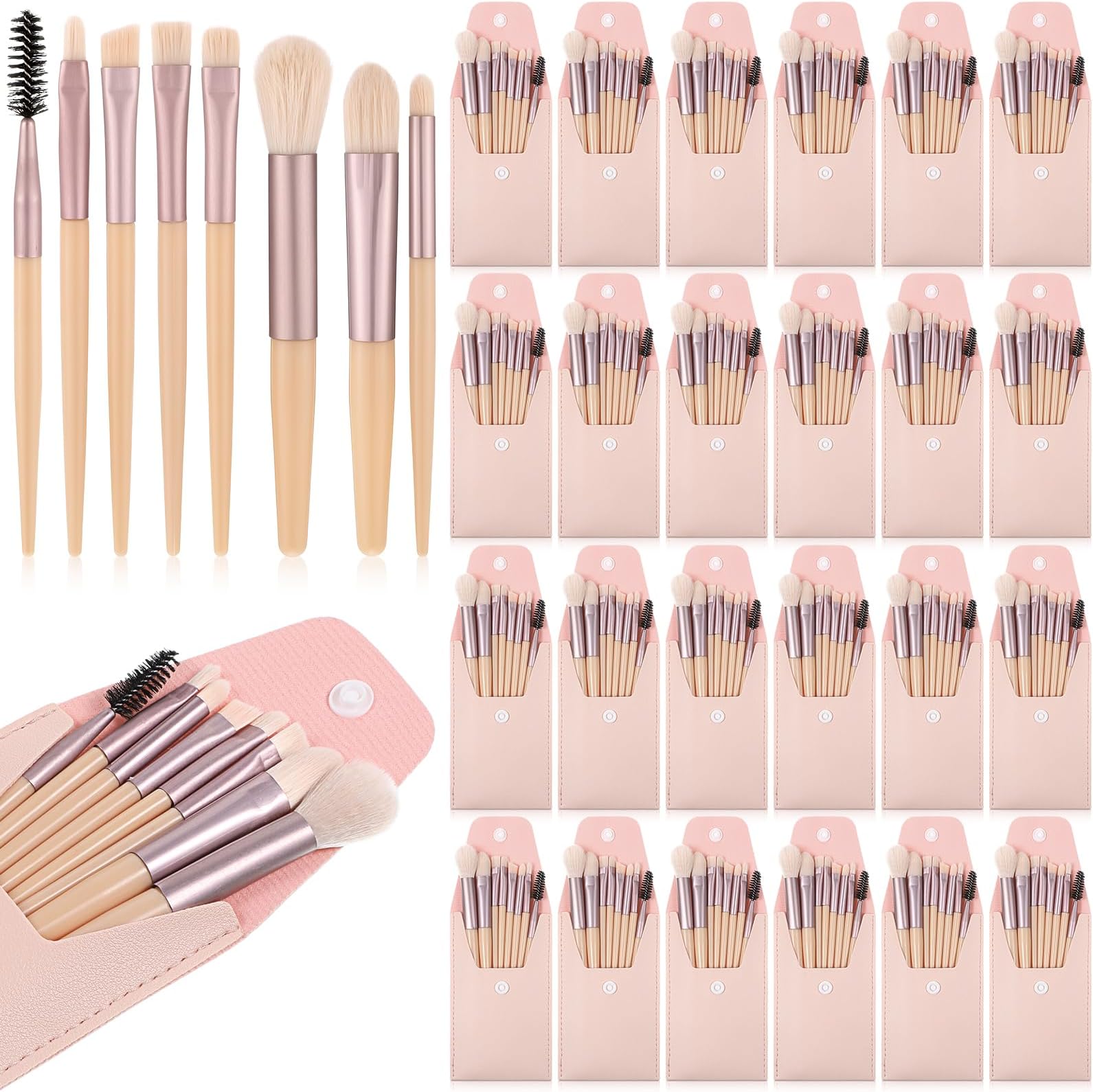 24 Sets Travel Makeup Brush Set Bulk, Mini Face Makeup Brushes with Storage Bags Soft Synthetic Fiber Make up Brush for Women Girls Party,Wedding, Bridal Shower