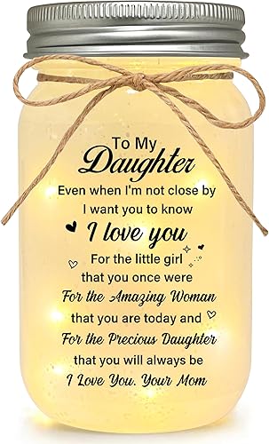 Gifts from Mom, to My Daughter Mason Jar Night Lights - 18th Birthday Gifts For Daughter