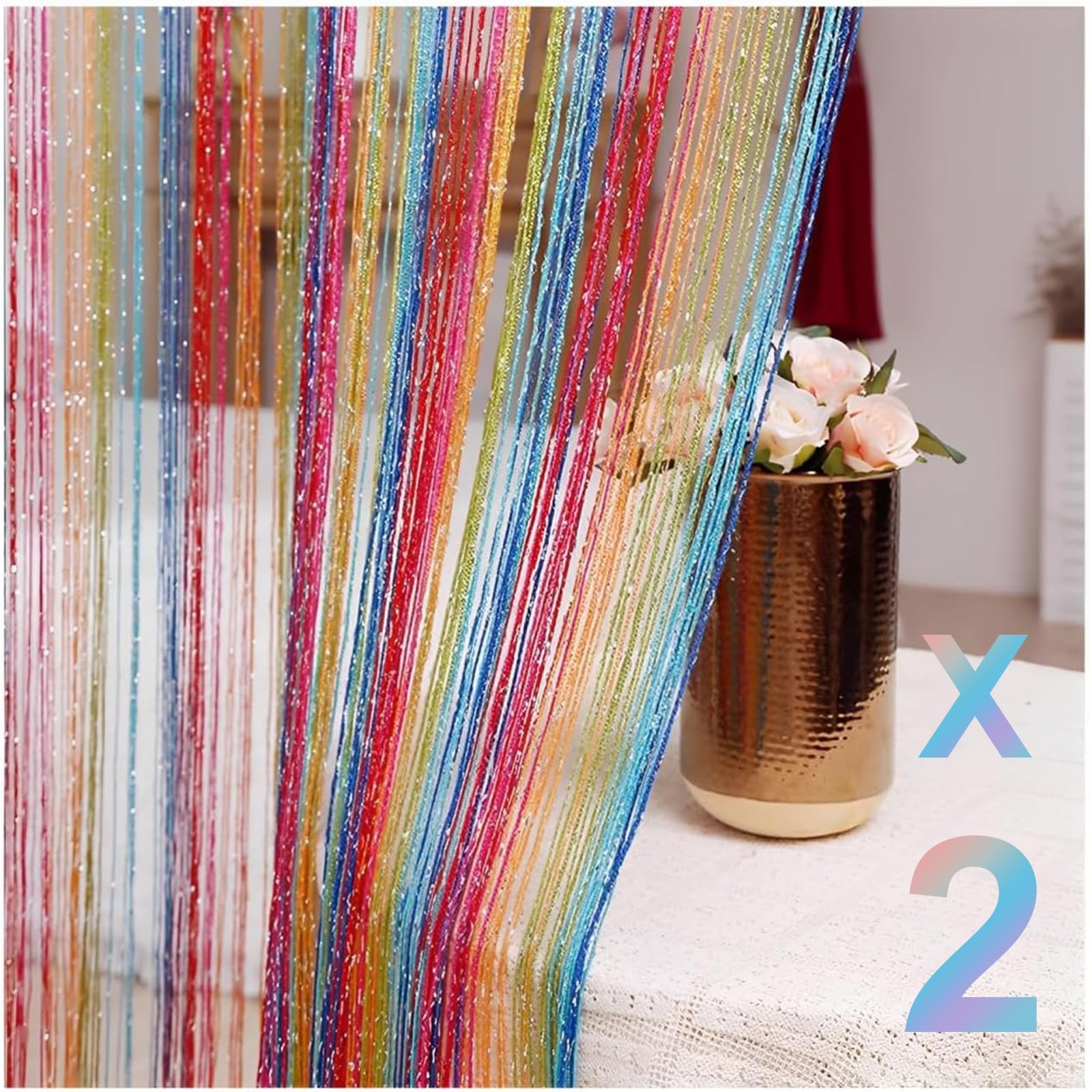 Rideau à Fils Perles Blanches 100x200 Cm - Anti Insectes Porte Terrasse - Protection Mouches Transparent