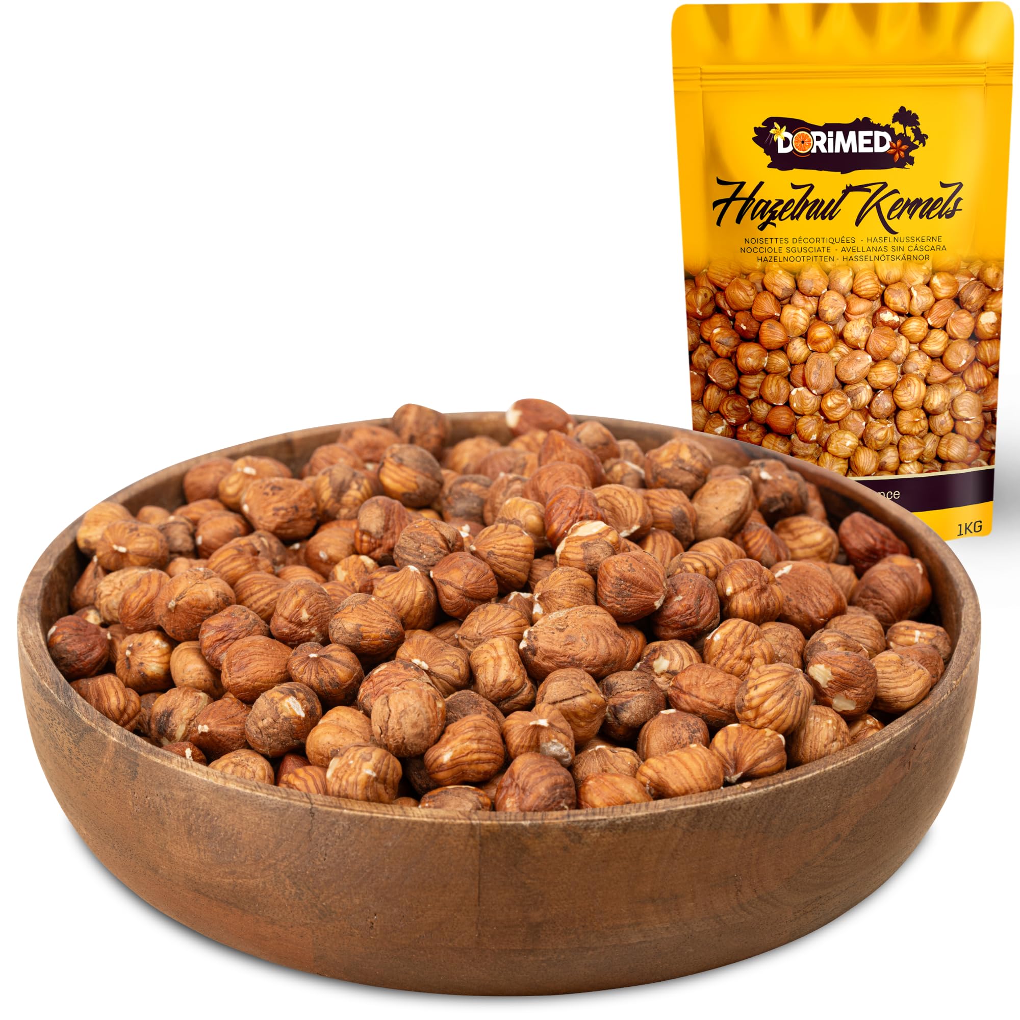 Avellanas Enteras Sin Cáscara | 1 Kg de Avellanas de origen 100% natural | Crudas y Sin Sal | Libres de transgénicos | Sin Gluten | IDEAL para recetas | Apto para Veganos y Vegetarianos | Dorimed