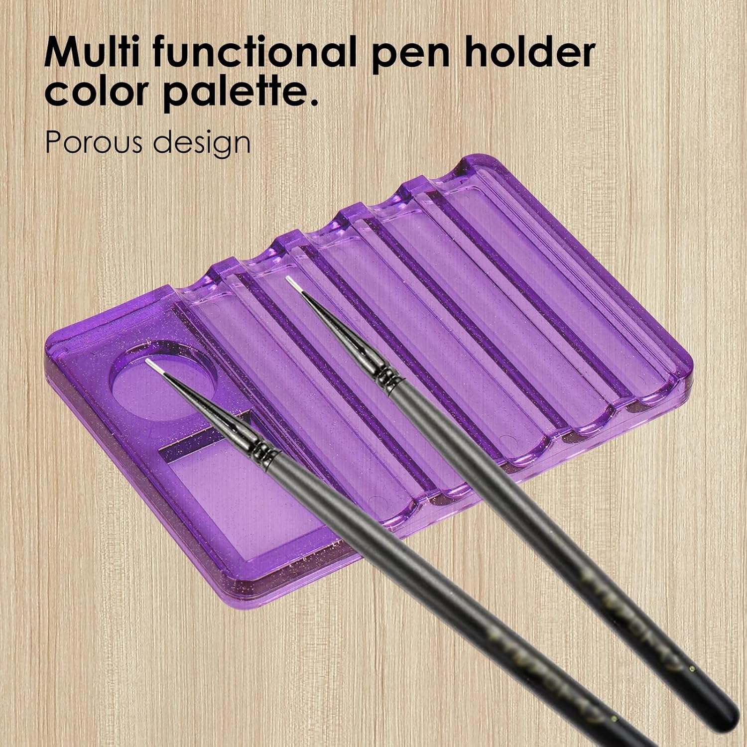 6Pcs Nail Art Brush Stand, Rectangle Plastic Pen Organizer Rack, Multicolor Drawing Brush Storage for Manicure Painting Tools, Salon & Home (Purple)