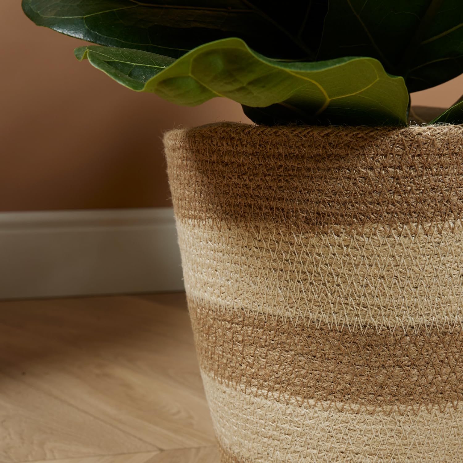 Bloomique Pot à Plantes Tressé Gaby Lot de 2 Beige Jute H22xØ21